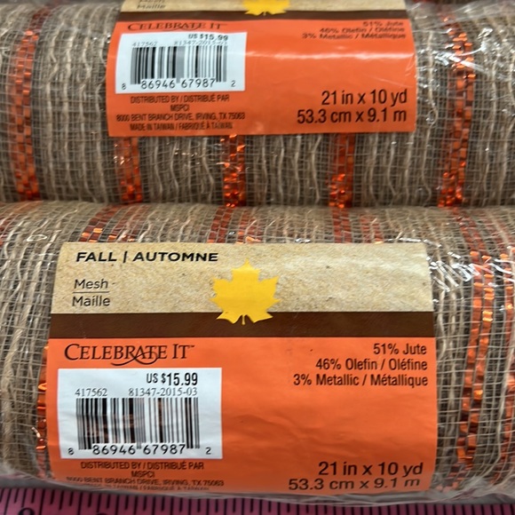 Celebrate It set of 4 in metallic orange color on jute olefin Premium Mesh - Picture 2 of 3